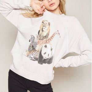 Raglan Love Sleeve terry sweatshirt w Animal Print